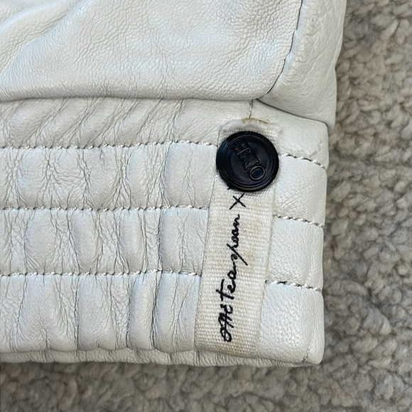 NWT One Teaspoon Super Moto Leather Crewneck Sweatshirt Ivory White Sz XS - Picture 7 of 16